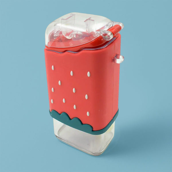 Portable Cute Water Bottle for Kids, Unique Ice Cream Shape water cup, sicle Shaped Plastic Kettle with Straw, Adjustable Shoulder Strap, BPA free, Leakproof (300 ML)